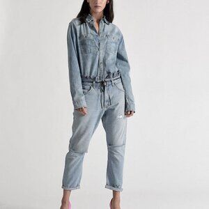 NWT One Teaspoon Unique Vintage Le Saints Oversized Crop Jeans Size XS